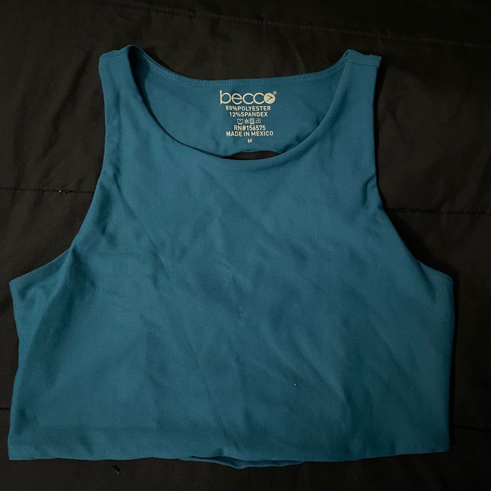 BECCA Blue Fitted Crop Tank Top